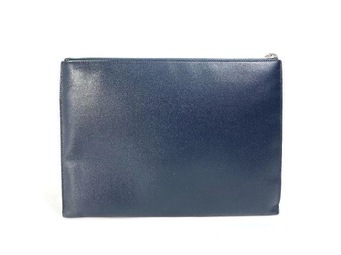 Clutch in pelle blu navy Saint Laurent - vista 2