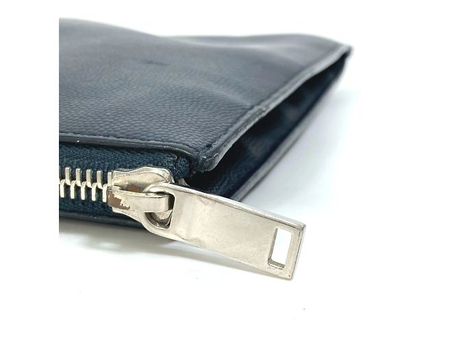 Clutch in pelle blu navy Saint Laurent - vista 3