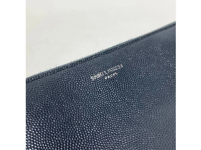 Clutch in pelle blu navy Saint Laurent - vista 5