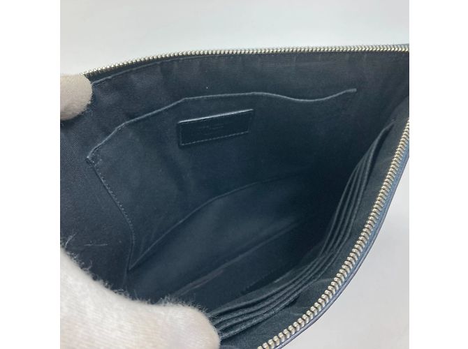 Clutch in pelle blu navy Saint Laurent - vista 9