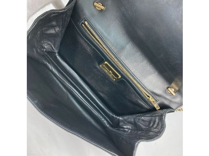 Borsa a spalla in pelle nera Salvatore Ferragamo Nero - vista 12