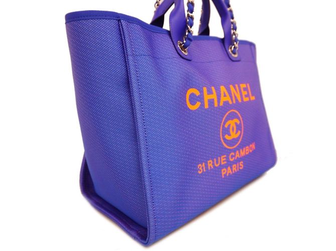 Borsa a mano Chanel Deauville Blu - vista 2