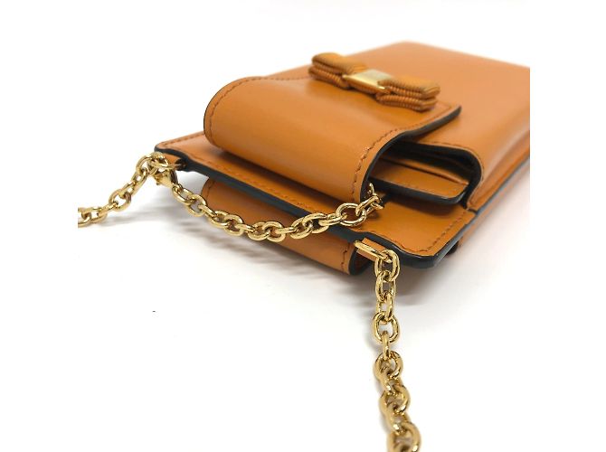 Borsa a spalla in pelle arancione Salvatore Ferragamo - vista 7