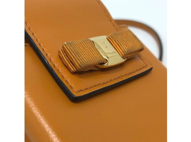 Borsa a spalla in pelle arancione Salvatore Ferragamo - vista 9