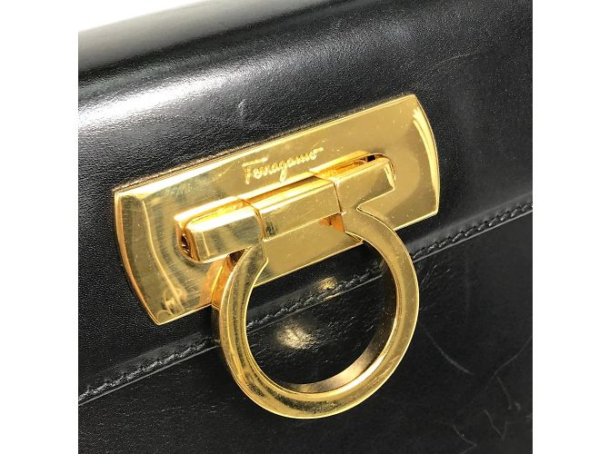 Borsa a spalla in pelle nera Salvatore Ferragamo Nero - vista 10