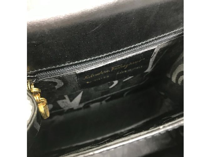 Borsa a spalla in pelle nera Salvatore Ferragamo Nero - vista 14