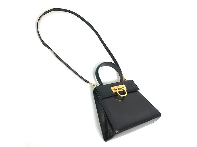 Borsa a spalla in pelle nera Salvatore Ferragamo Nero - vista 5