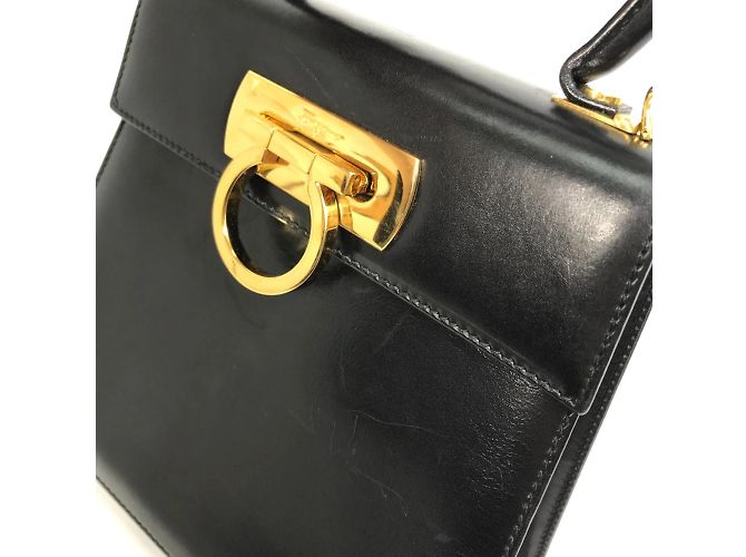 Borsa a spalla in pelle nera Salvatore Ferragamo Nero - vista 7