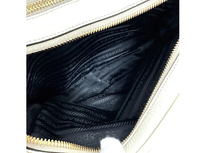 Double Borsa a spalla in pelle bianca Prada Bianco - vista 10