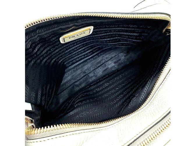 Double Borsa a spalla in pelle bianca Prada Bianco - vista 11