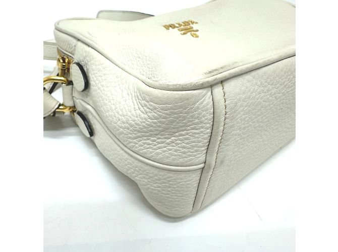 Double Borsa a spalla in pelle bianca Prada Bianco - vista 5