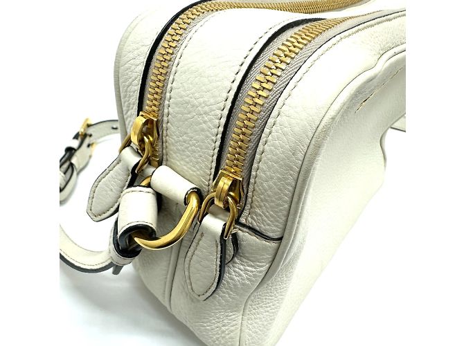 Double Borsa a spalla in pelle bianca Prada Bianco - vista 8