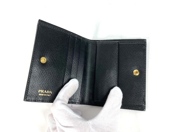 Billetera de cuero plegable Prada Negro - vista 10