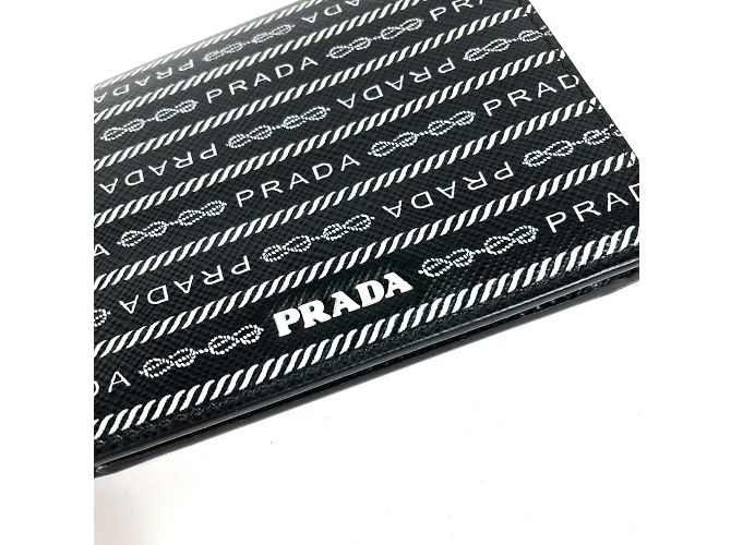 Billetera de cuero plegable Prada Negro - vista 3
