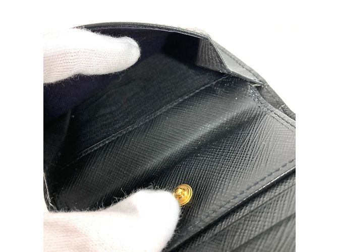 Billetera de cuero plegable Prada Negro - vista 6