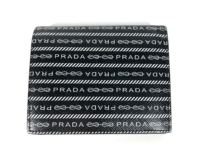 Billetera de cuero plegable Prada Negro - vista 8