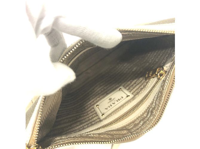 Borsa a spalla con logo Prada BT0706 Beige - vista 12