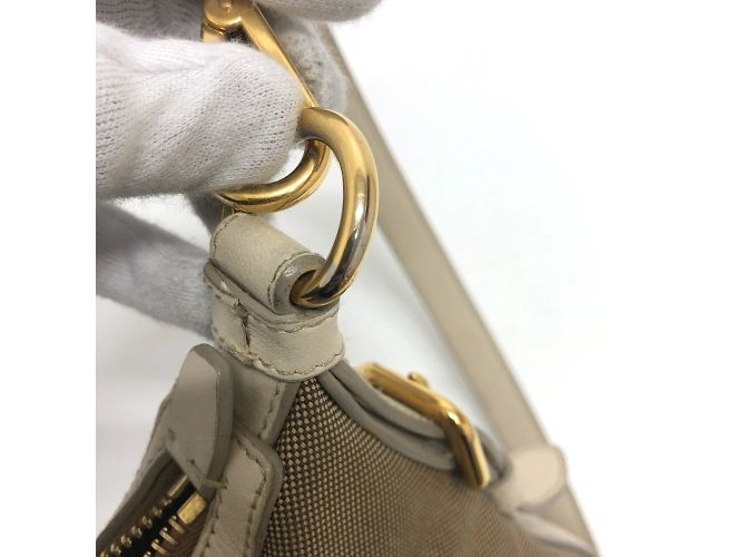 Borsa a spalla con logo Prada BT0706 Beige - vista 13