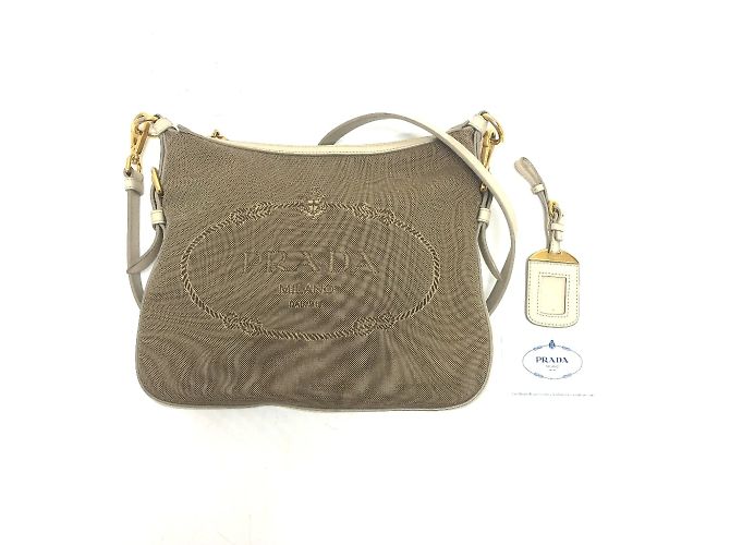 Borsa a spalla con logo Prada BT0706 Beige - vista 17