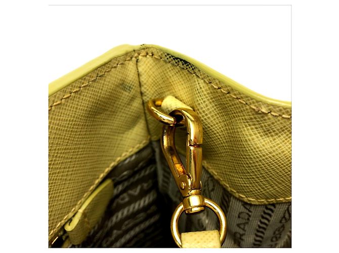 Bolsa de couro amarelo Prada B2411M - vista 7