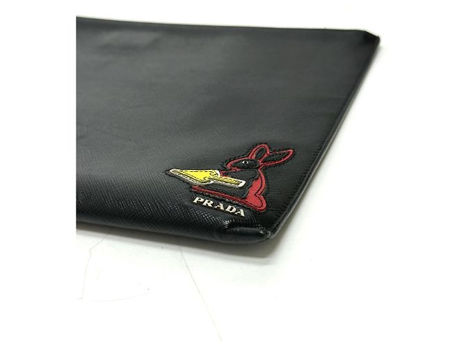 Clutch in pelle nera Prada Nero - vista 3