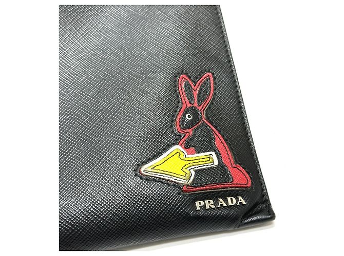 Clutch in pelle nera Prada Nero - vista 5