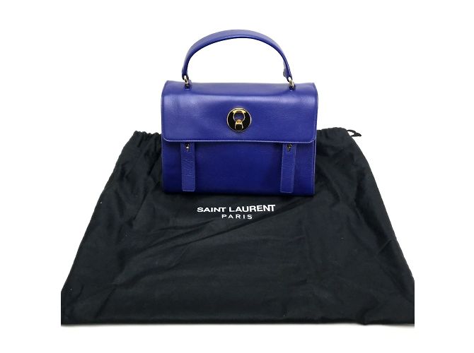 Borsa in pelle blu Saint Laurent - vista 10