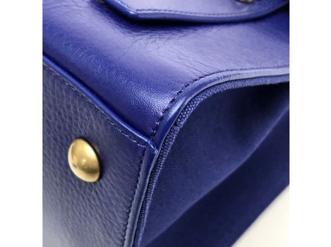 Borsa in pelle blu Saint Laurent - vista 5