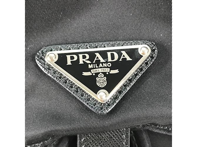 Prada 1BZ032 Logo-Platte Rucksack Schwarz - Ansicht 7