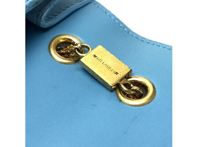Borsa a spalla in pelle blu Saint Laurent - vista 10