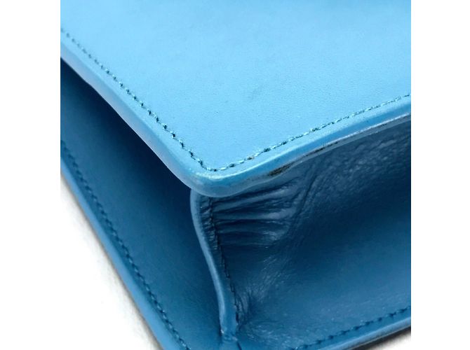Borsa a spalla in pelle blu Saint Laurent - vista 5
