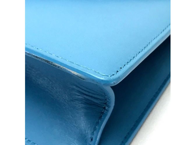 Borsa a spalla in pelle blu Saint Laurent - vista 6
