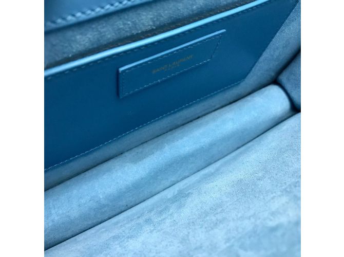 Borsa a spalla in pelle blu Saint Laurent - vista 7