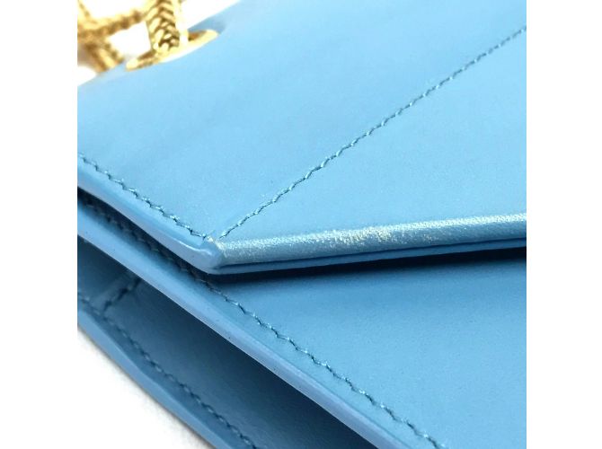 Borsa a spalla in pelle blu Saint Laurent - vista 8