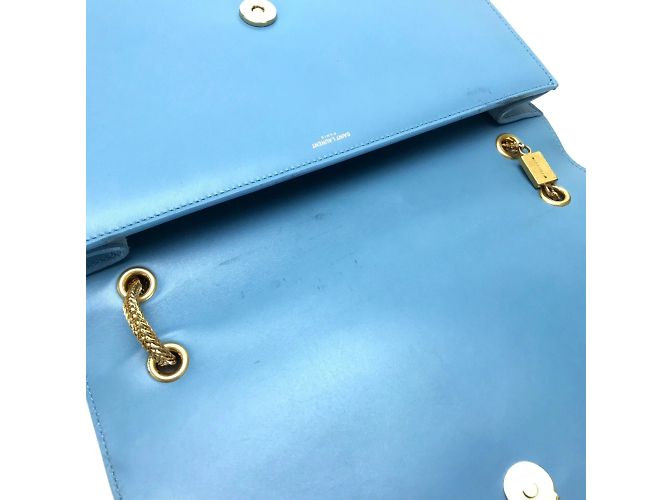 Borsa a spalla in pelle blu Saint Laurent - vista 9