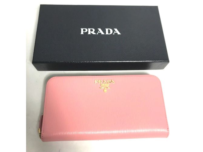 Cartera larga de cuero rosa Prada - vista 7
