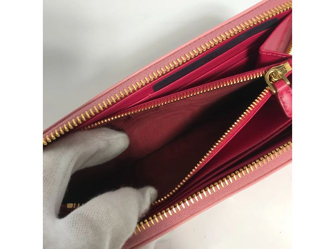 Cartera larga de cuero rosa Prada - vista 9