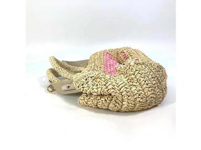 Borsa a mano in tessuto beige Prada - vista 5
