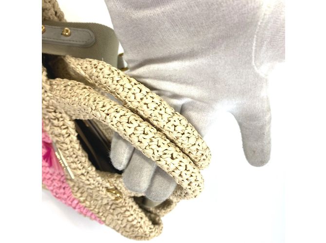 Borsa a mano in tessuto beige Prada - vista 6