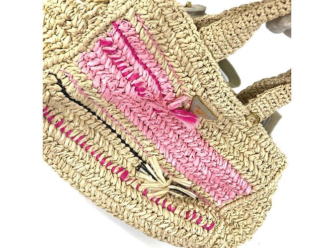 Borsa a mano in tessuto beige Prada - vista 7
