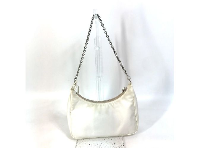Borsa a spalla in tessuto bianco Prada con pochette - vista 4