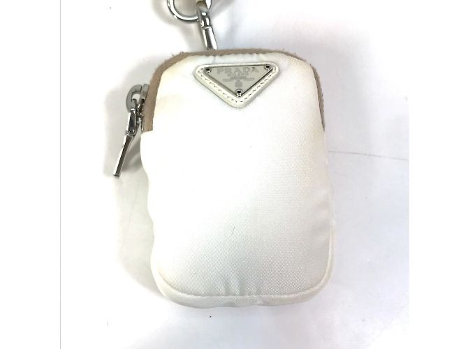 Borsa a spalla in tessuto bianco Prada con pochette - vista 6