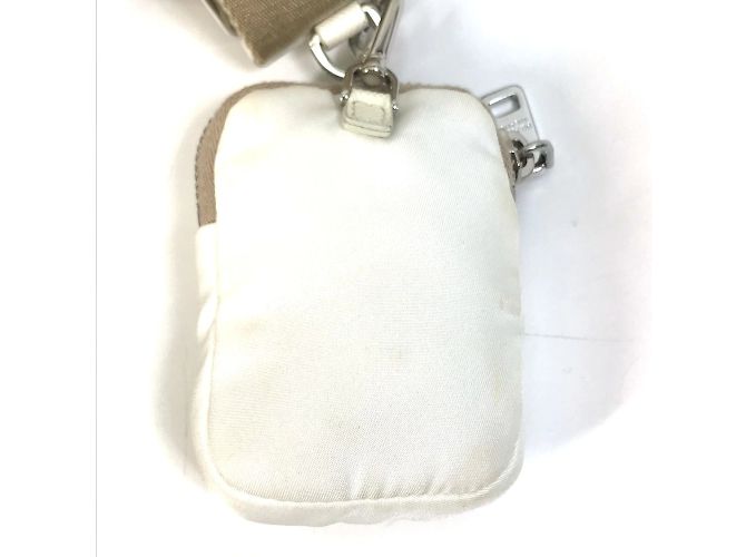 Borsa a spalla in tessuto bianco Prada con pochette - vista 7