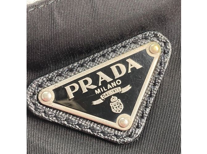 Borsa a spalla in tessuto nero Prada - vista 11