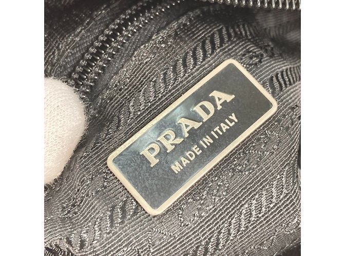 Borsa a spalla in tessuto nero Prada - vista 13