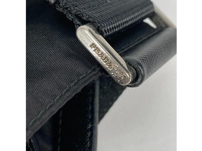 Borsa a spalla in tessuto nero Prada - vista 16