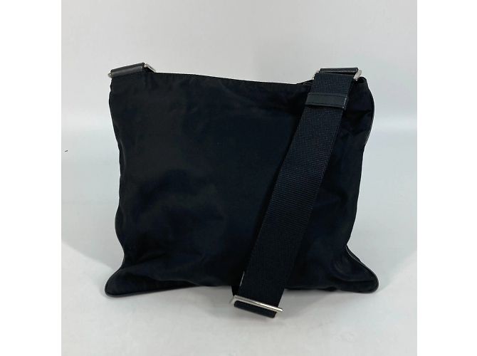 Borsa a spalla in tessuto nero Prada - vista 4
