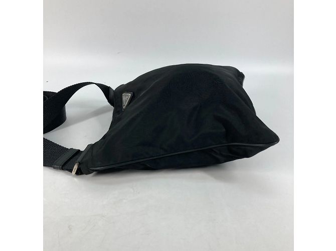Borsa a spalla in tessuto nero Prada - vista 5