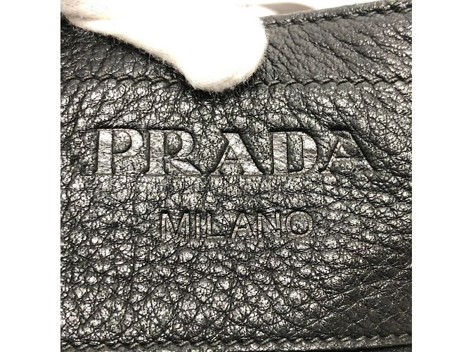 Borsa a spalla in pelle nera Prada VA0802 Nero - vista 8