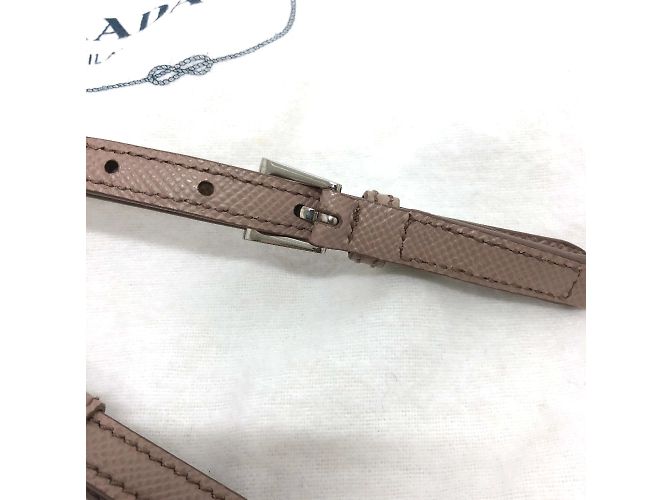 Borsa a spalla in pelle beige Prada BT955X - vista 15